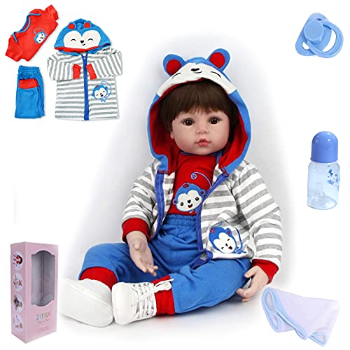 ZIYIUI Muñecas Reborn Bebé Niño 18 Pulgadas 48cm Muñeco Reborn bebé Chico Vinilo Silicona Realista Niño Muñecas Reborn Baby Dolls Recién Nacido Juguetes Regalos de Cumpleanos