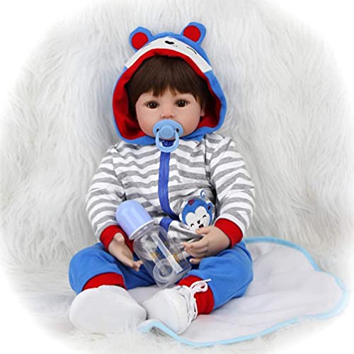 ZIYIUI Muñecas Reborn Bebé Niño 18 Pulgadas 48cm Muñeco Reborn bebé Chico Vinilo Silicona Realista Niño Muñecas Reborn Baby Dolls Recién Nacido Juguetes Regalos de Cumpleanos