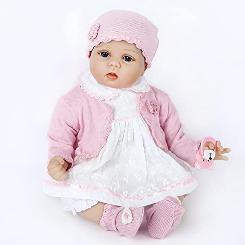 ZIYIUI Muñecos Reborn 55cm 22 Pulgadas Reborn Bebé Vinilo de Silicona Suave Realista Juguete Reborn niña Hecho a Mano Doll Niños niñas Regalo de cumpleaños Regalo de Juguete