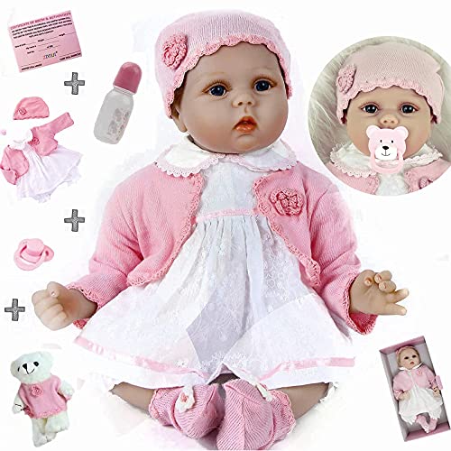 ZIYIUI Muñecos Reborn 55cm 22 Pulgadas Reborn Bebé Vinilo de Silicona Suave Realista Juguete Reborn niña Hecho a Mano Doll Niños niñas Regalo de cumpleaños Regalo de Juguete