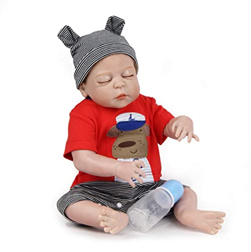 ZIYIUI Realista Muñeca Reborn bebé Niño 18 Pulgadas 45 cm Silicona Vinilo Ojos Cerrados Bebe Reborn Niño Juguetes Hecha a Mano Regalo de Cumpleaños para