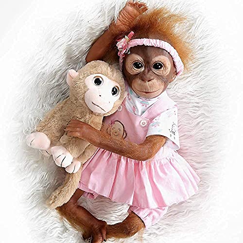 ZIYIUI Reborn Muñecas 52cm 21 pulgadas Reborn Monkey Bebe Newborn Vinilo de Silicona Reborn Doll Toy Regalos de vacaciones para niños