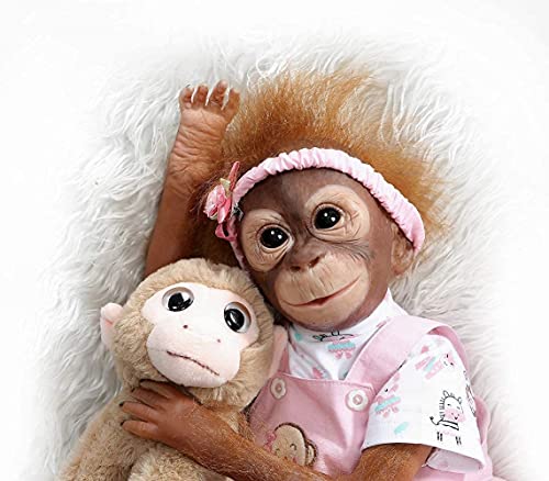 ZIYIUI Reborn Muñecas 52cm 21 pulgadas Reborn Monkey Bebe Newborn Vinilo de Silicona Reborn Doll Toy Regalos de vacaciones para niños