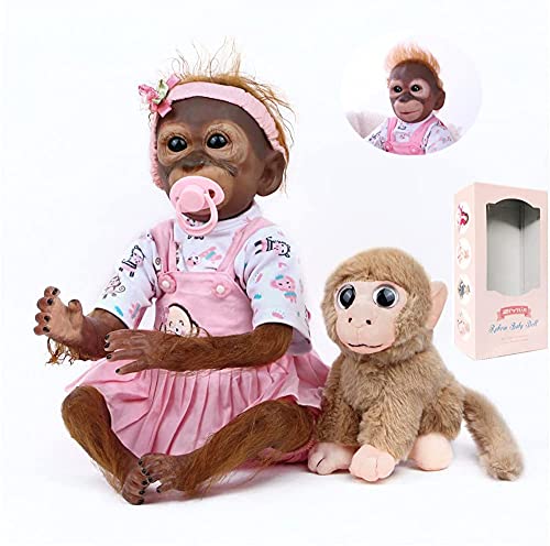 ZIYIUI Reborn Muñecas 52cm 21 pulgadas Reborn Monkey Bebe Newborn Vinilo de Silicona Reborn Doll Toy Regalos de vacaciones para niños