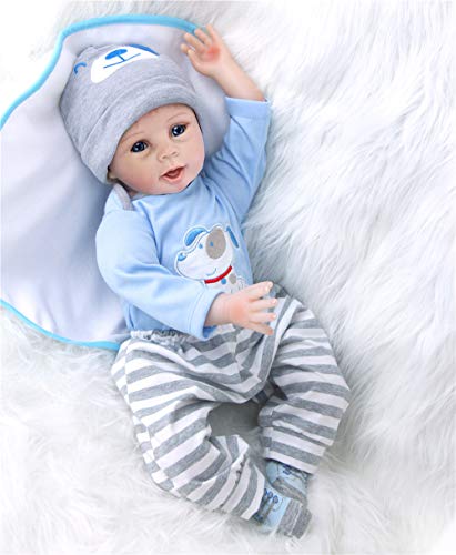 ZIYIUI Reborn Muñeco Bebé Niño de Vinilo Suave Silicona Muñeca Reborn Babys Chico Recién Nacido 22 Pulgadas Niños Juguete