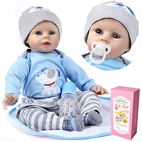 ZIYIUI Reborn Muñeco Bebé Niño de Vinilo Suave Silicona Muñeca Reborn Babys Chico Recién Nacido 22 Pulgadas Niños Juguete