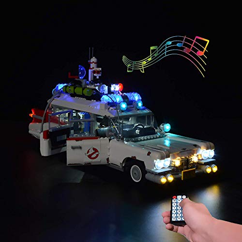 ZJLA Juego de luces de control remoto con sonido para Lego Ghostbusters ecto-1 10274, iluminación para Lego 10274 ecto 1 (no incluye el modelo Lego)