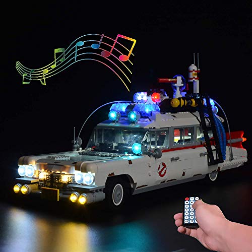 ZJLA Juego de luces de control remoto con sonido para Lego Ghostbusters ecto-1 10274, iluminación para Lego 10274 ecto 1 (no incluye el modelo Lego)