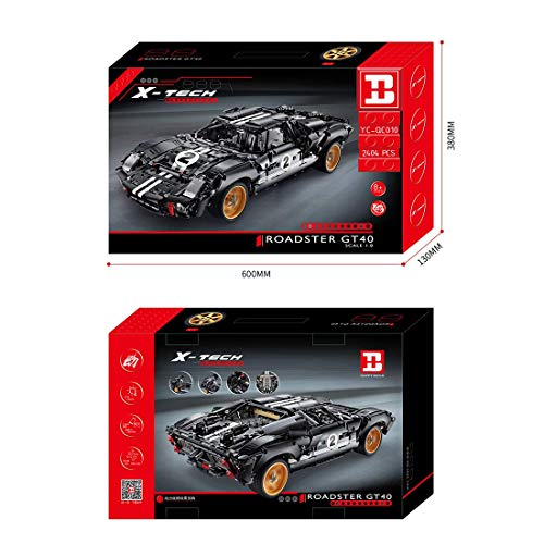 ZJLA Technic Building Blocks Auto Ford GT40, 2404Parts 1:10 Racing Auto Technic Building Blocks Juguetes de construcción compatibles con Lego