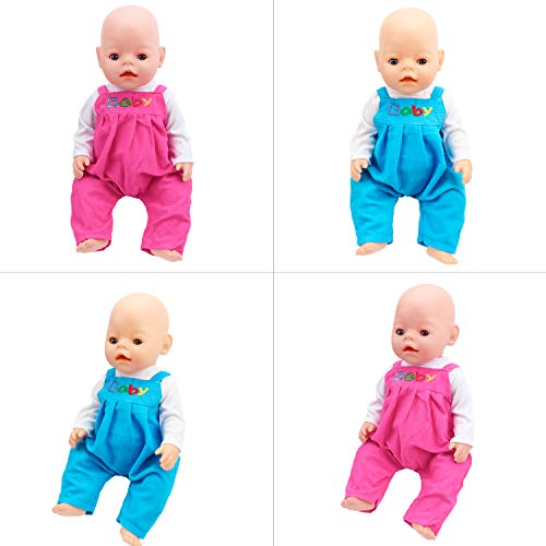 ZOEON Ropa de Muñecas para New Born Baby Doll, Blusas y Pantalones con Peto para 18 " Muñecas (35-45 cm), Conjunto de 2