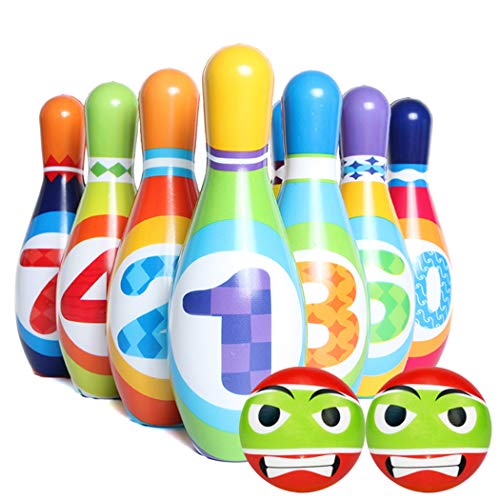 ZOYLINK 12PCS Juego De Bolos Para Niños, El Juego De Bolos Para El Desarrollo Intelectual De Los Niños Contiene 2 Bolas De Boliche y 10 Pines