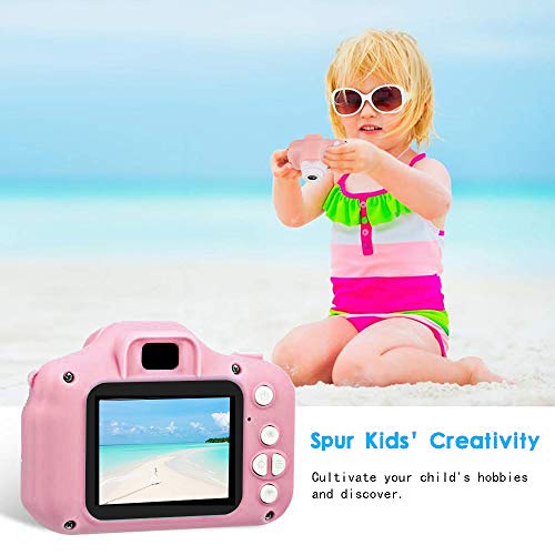 ZStarlite Cámara Digital para Niños, 1080P 2.0" HD Selfie Video Cámara Infantil, Regalos Ideales para Niños Niñas de 3-10 Años, con Tarjeta TF 32 GB, Lector de Tarjetas (Rosa)