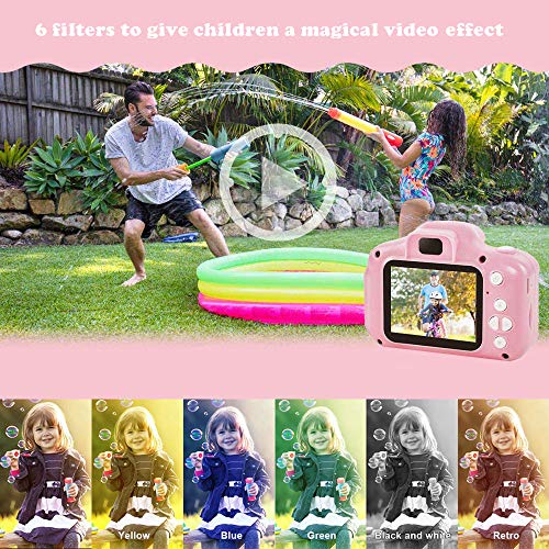 ZStarlite Cámara Digital para Niños, 1080P 2.0" HD Selfie Video Cámara Infantil, Regalos Ideales para Niños Niñas de 3-10 Años, con Tarjeta TF 32 GB, Lector de Tarjetas (Rosa)