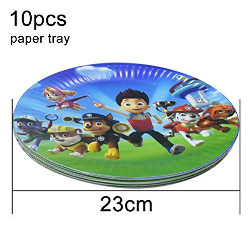 ZSWQ 52pcs Vajilla Diseño de Paw Patrol Accesorio de Decoración de Fiesta de Cumpleaños Apoyo para Celebración Pancarta Platos Vasos Servilletas y Mantel Resistente