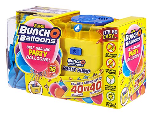 Zuru-Bunch O Balloons Party 40 segundos, Starter set con bomba eléctrica, 16 globos, manguera y 4 adaptadores, surtido en 3 colores, no es posible elegir, carbón (56174)