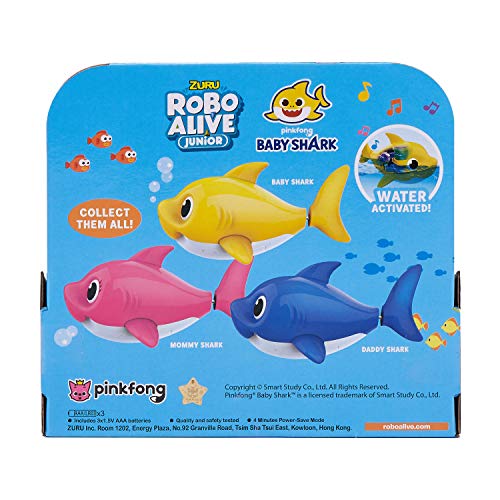 ZURU ROBO ALIVE JUNIOR- Mommy Shark - Juguete de baño para nadar y cantar a batería, por ZURU, individual, Color rosa (25282D)