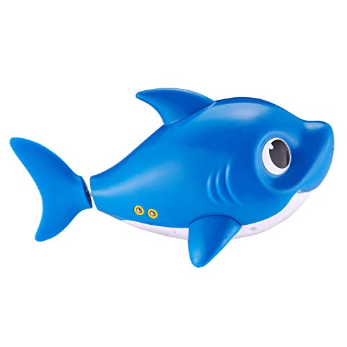 ZURU ROBO ALIVE JUNIOR- Pinkfong Baby Daddy Shark, juguete de baño para nadar y cantar a batería, por ZURU, individual, Color azul (25282B)