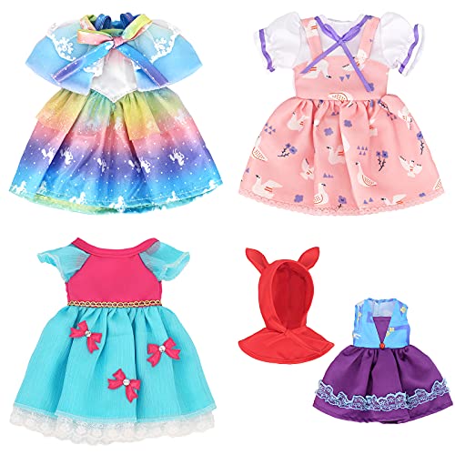 ZWOOS Ropa de Muñeca Bebé, Adorable Vestido de Algodón para Muñecas 36 cm, Paquete de 4 (Set 2)