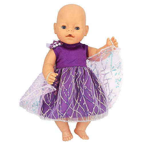 ZWOOS Ropa de Muñeca Bebé para New Born Baby Doll, Adorable Vestido de Algodón para Muñecas 36-43 cm, Paquete de 4