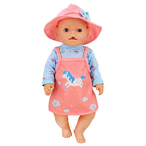 ZWOOS Ropa de Muñecas para New Born Baby Doll, Atuendo Unicornio con Sombrero para Muñecas 35-43 cm