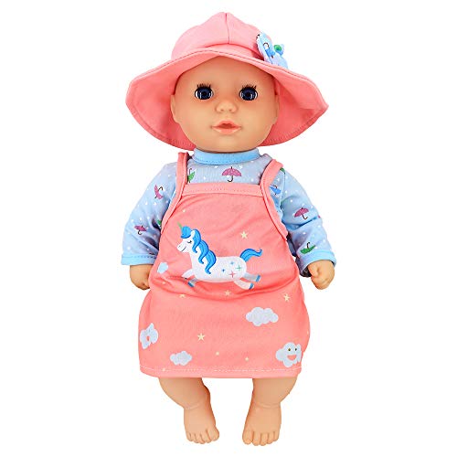 ZWOOS Ropa de Muñecas para New Born Baby Doll, Atuendo Unicornio con Sombrero para Muñecas 35-43 cm