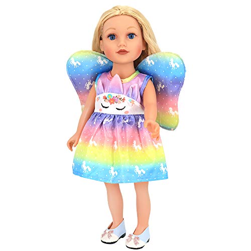 ZWOOS Ropa de Muñecas para New Born Baby Doll, Traje de Hada Unicornio con Alas para 18 " Muñecas (40-45 cm)