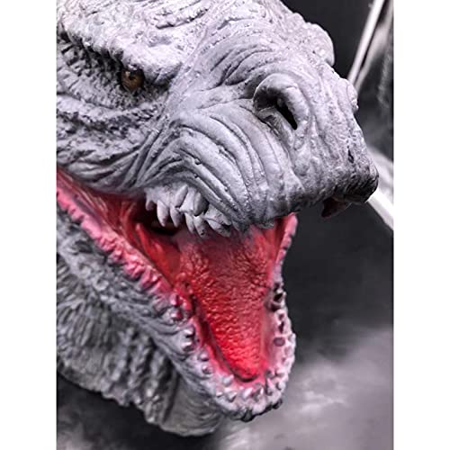 ZWRY Máscara Halloween Godzilla Mask vs King Kong Halloween Horror Latex Headgear Cosplay Máscara de dinosaurio Gris