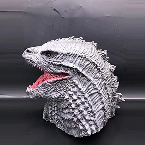 ZWRY Máscara Halloween Godzilla Mask vs King Kong Halloween Horror Latex Headgear Cosplay Máscara de dinosaurio Gris