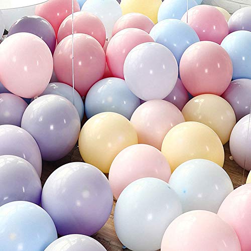 100 Pcs Macaron Colores Látex Balloons 10 Pulgada Redondo Globos Pastel,para la Fiesta de cumpleaños Decoración Baby Shower Suministros Ceremonia de Boda Globo, Graduaciones, Fiestas