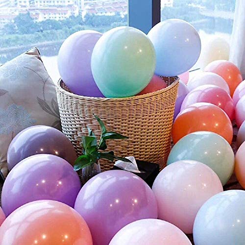 100 Pcs Macaron Colores Látex Balloons 10 Pulgada Redondo Globos Pastel,para la Fiesta de cumpleaños Decoración Baby Shower Suministros Ceremonia de Boda Globo, Graduaciones, Fiestas