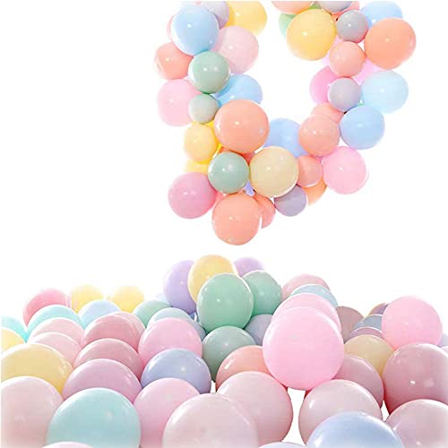 100 Pcs Macaron Colores Látex Balloons 10 Pulgada Redondo Globos Pastel,para la Fiesta de cumpleaños Decoración Baby Shower Suministros Ceremonia de Boda Globo, Graduaciones, Fiestas