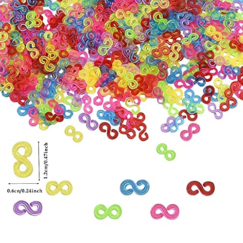 1000 Piezas Hacer Pulseras Con Gomas Loom Bandas Clips Banda De Goma Ganchos De Pulsera De Goma Para Pulseras Telar De Colores Ganchos Accesorios De Joyería Para Manualidades Collar Accesorios De