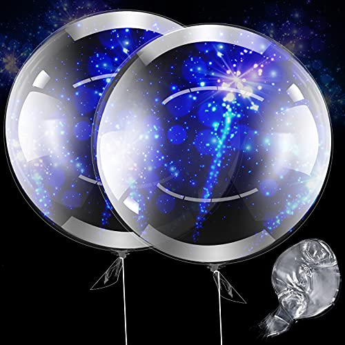 12 Globos Bobo Elásticos Transparentes Globo Bobo Preestirado Transparente de Burbuja de 18 Pulgadas Globos de Burbuja de Luz Led DIY Globo Bobo Impermeable Reutilizable para Cumpleaños Boda