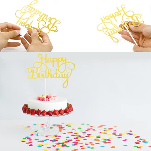 12 Piezas Toppers de Pastel de Happy Birthday, 6 Colores Glittery Cumpleaños Happy Pastel de Decoración, Happy Birthday Cake Topper, Adornos de Cupcakes para Postres Pasteles de Fiestas