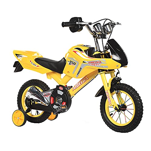 12/16 Pulgadas Bici Infantiles,Bicicleta NiñOs Motocicleta/con Ruedas Auxiliares/con Sirena para Moto/con Salpicadero para Moto/Apta para NiñOs De 2 A 8 AñOs