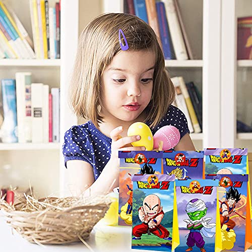 12pcs Dragon Ball Party Gift Bag Bolsas de dulces de cumpleaños Bolsa de papel reutilizable Kids Goku Party Cajas para suministros de fiesta de cumpleaños temáticos Regalar para niños