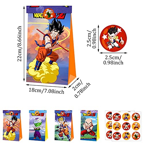 12pcs Dragon Ball Party Gift Bag Bolsas de dulces de cumpleaños Bolsa de papel reutilizable Kids Goku Party Cajas para suministros de fiesta de cumpleaños temáticos Regalar para niños