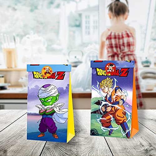 12pcs Dragon Ball Party Gift Bag Bolsas de dulces de cumpleaños Bolsa de papel reutilizable Kids Goku Party Cajas para suministros de fiesta de cumpleaños temáticos Regalar para niños