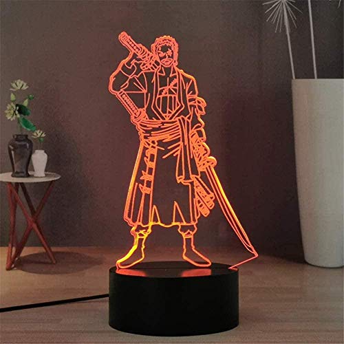 13 ° regalos de cumpleaños para niñas de una pieza Roronoa Zoro 3D luz de noche 16 colores juguetes para niños de 8 a 12 años lámpara 3D regalo de cumpleaños edad 7 8 9 10 niños