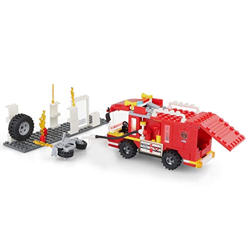 2 en 1 City Fire Station Building Blocks Juego de Camiones de Bomberos Kit de construcción de Bombero Ladrillos de construcción para niños de 6 a 12 años (184 Piezas)