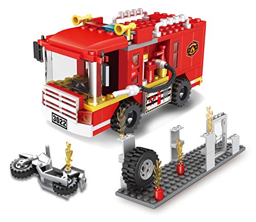 2 en 1 City Fire Station Building Blocks Juego de Camiones de Bomberos Kit de construcción de Bombero Ladrillos de construcción para niños de 6 a 12 años (184 Piezas)