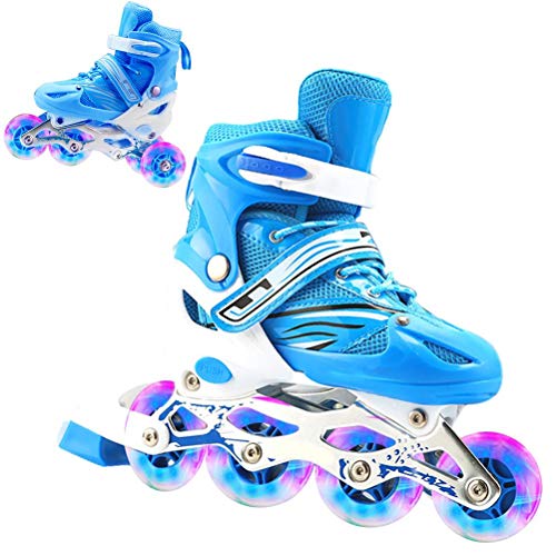 2 en 1 Patines en Línea, Patines/Triskates en Línea, Ajustables con Ruedas Luminosas Patines Ajustables de 4 Tamaños para Niños y Adultos Patines Intermitentes para Exteriores