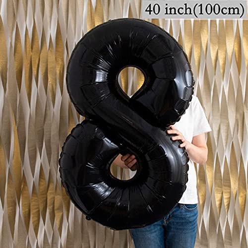 2 globos con el número 28, color negro, para cumpleaños, tamaño XXL, 100 cm, para decoración de fiestas de cumpleaños