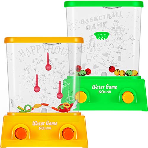 2 Juegos de Agua de Mano Mini Juego de Anillo de Agua Lanzamiento de Anillo de Agua y Juguete Arcade de Agua Baloncesto para Fiesta Juego Divertido para la Mayoría de Edades, sin Agua