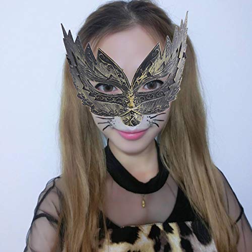 2 piezas de Halloween Retro Horror Medio Cara Diablo Masquerade Cosplay Dance Maquillaje Prop (Golden+ Silver) para regalos