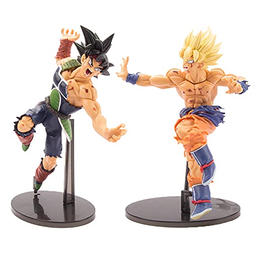 2 unids Dragon Ball Goku Padre Son Bardock Anime Figura de acción Super Saiyan Decoración de juguete Coleccionable Muñecas Muñecas Navidad Halloween Giftsboys y adornos para niñas Mano para hacer