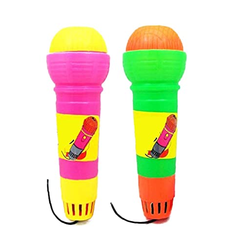 2 unids graciosos eco micrófonos durables niños fingir juguetes de plástico echo micrófono práctico Magic Mic juguete para graduaciones de cumpleaños Color aleatorio DIY juguetes