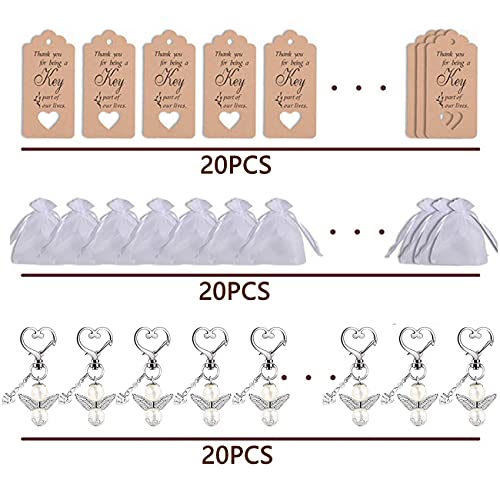 20 Colgantes de Bautizo de Boda, ZEEREE Regalos de Ángel de Guarda + Bolsa de Organza + Etiqueta, para fiesta de bodas Comunión Regalo de Confirmación, invitados recuerdos