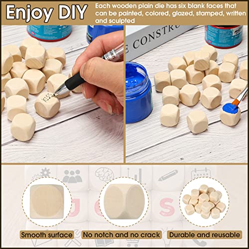 20 Dados en Blanco de Bricolaje Dados de Madera sin Pintar Dados de Madera Lisa con Esquinas Redondas Bloques de Madera de 6 Caras para Props de Juego de Cartas Manualidades, 20 MM