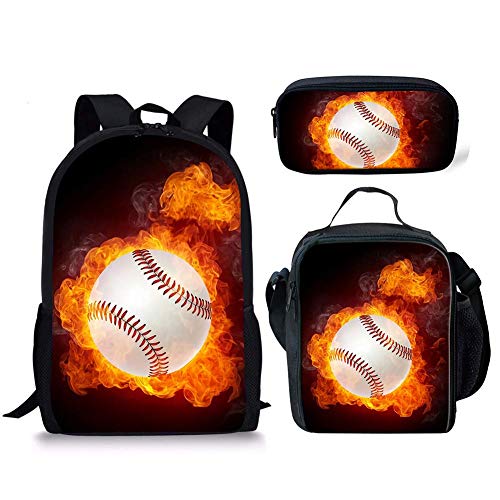 3 unids/conjuntos de mochila con mochila para niños pequeña caja de almuerzo estuche de fuego agua baloncesto impresión Bookbag